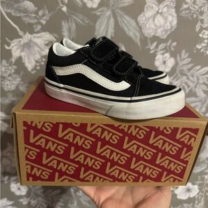 Vans Kids Black and White Velcro Sneakers